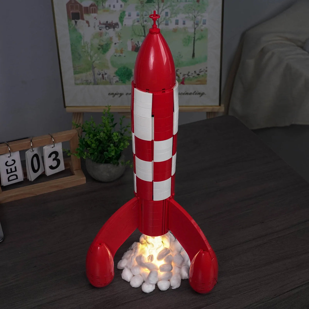 Bright My Bricks LED lights for LEGO® Ideas Tintin Moon Rocket #21367 — night-mode display glow