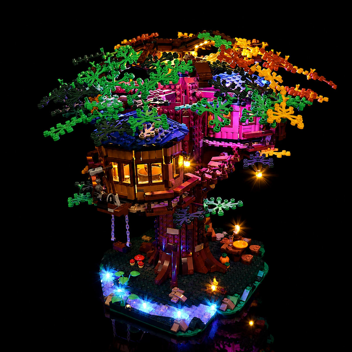 Bright My Bricks light kit for LEGO® Ideas Tree House #21318 — brightened interior detail