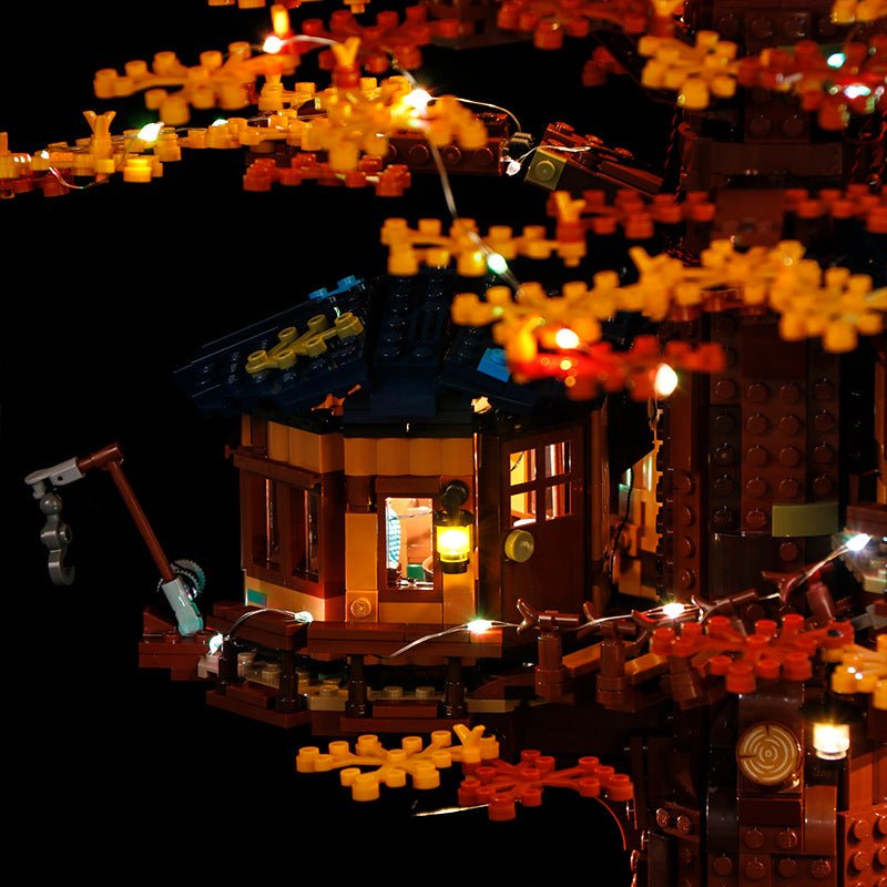 Bright My Bricks display light kit for LEGO® Ideas Tree House #21318 — fully illuminated on display