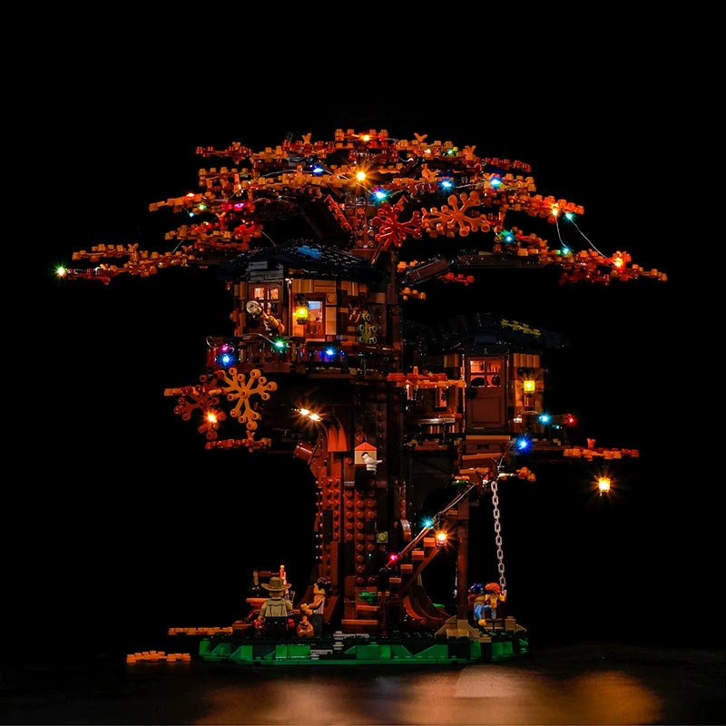 LEGO Ideas Tree House #21318 lit up - front angle