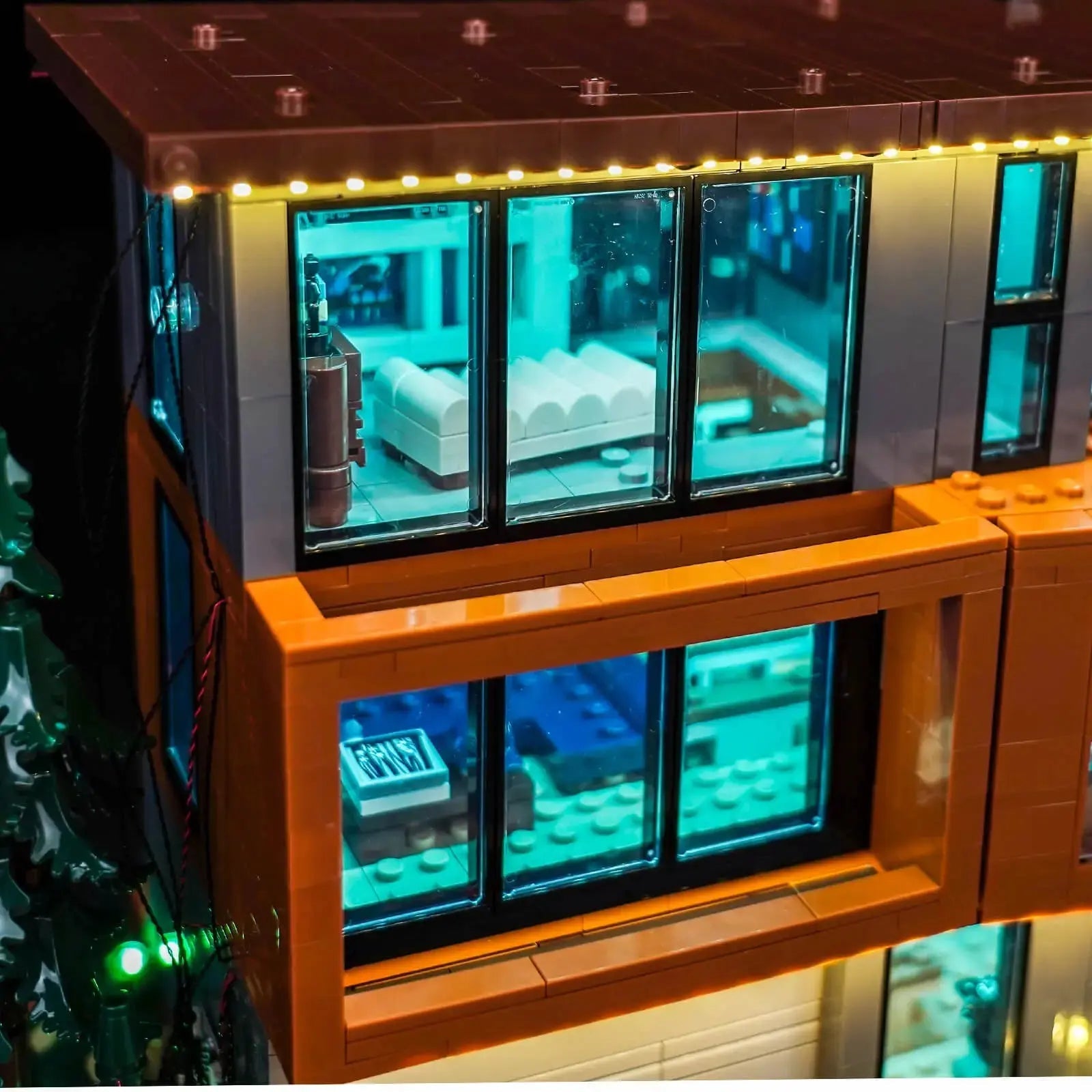 LEGO Ideas Twilight: The Cullen House #21354 lit up - front angle