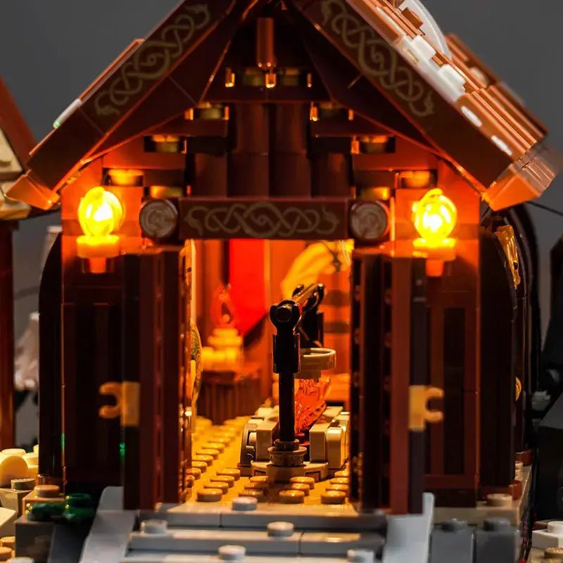 Bright My Bricks LED lights for LEGO® Ideas Viking Village #21343 — lighting effect on the build