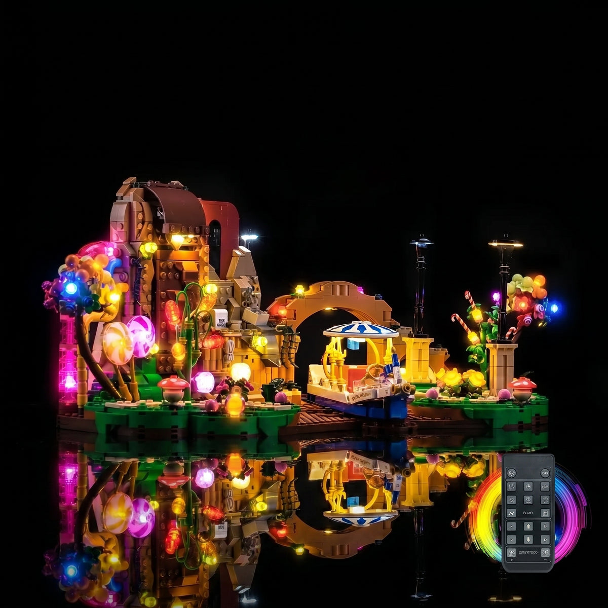 LED lighting kit for LEGO® Ideas Willy Wonka & the Chocolate Factory #21360, warm LED glow detail