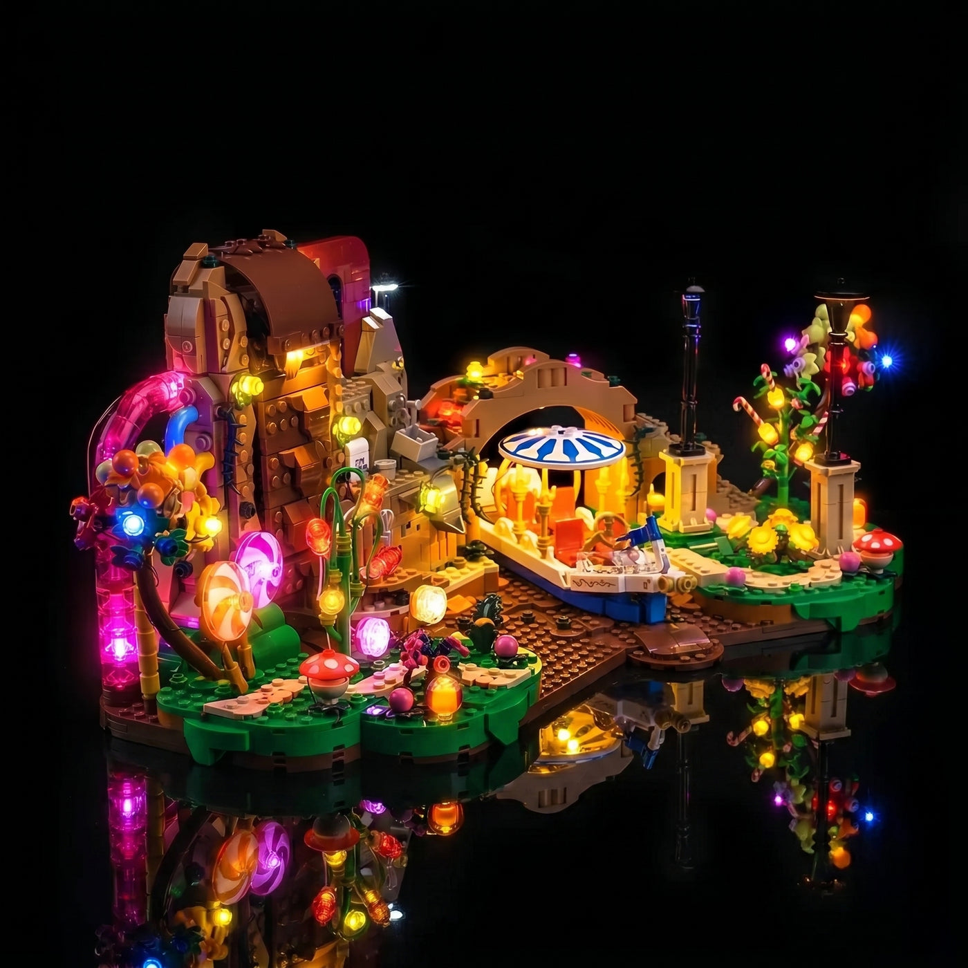 premium LED light kit for LEGO® Ideas Willy Wonka & the Chocolate Factory #21360, LED strips and bricks detail