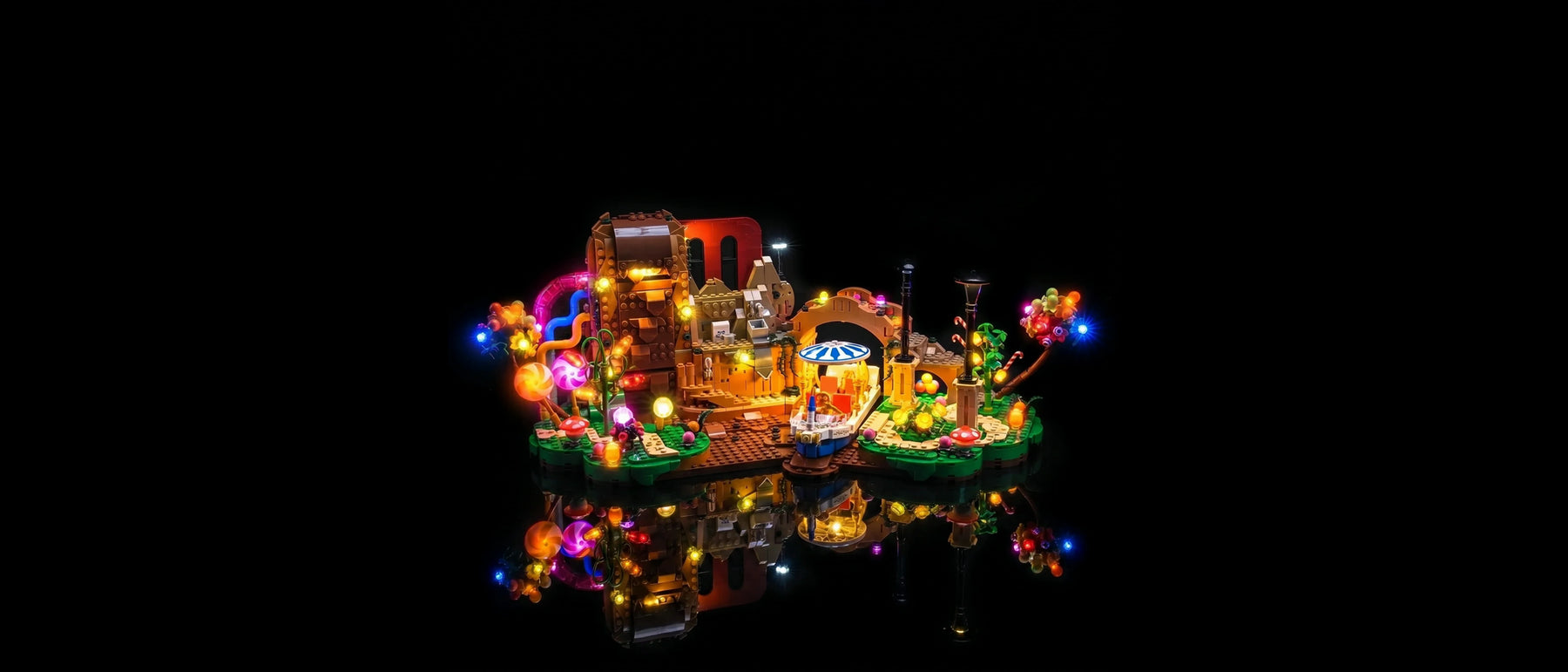 LED-Beleuchtungsset für LEGO® Willy Wonka und die Schokoladenfabrik #21360 — lit with the LED light kit