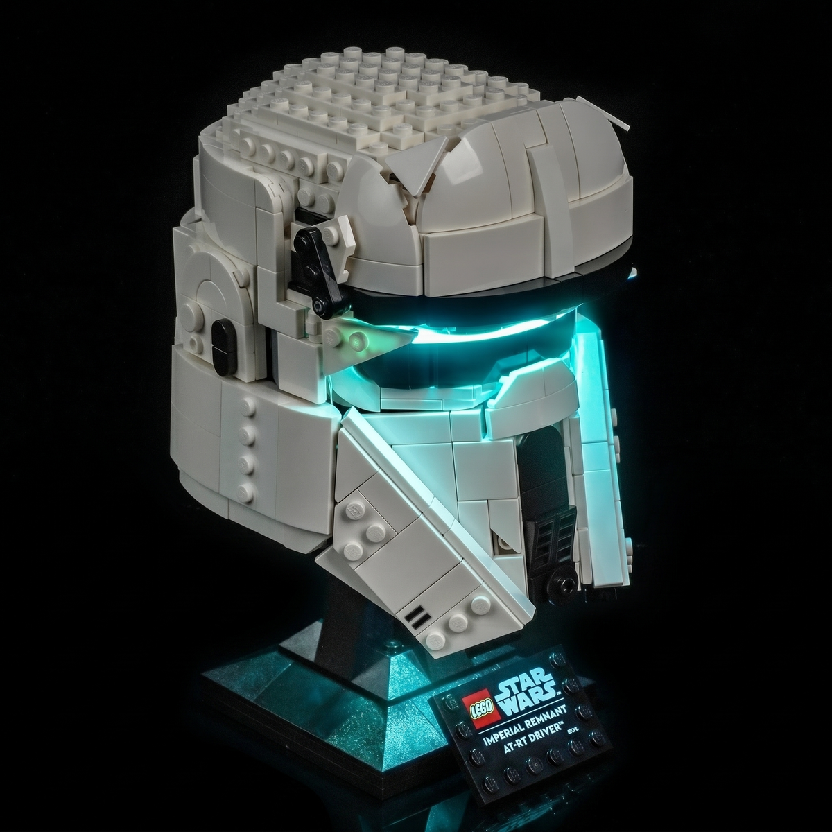 LED lights for LEGO® Imperial Remnant AT-RT Driver Helmet #75458, display lighting in a dark room