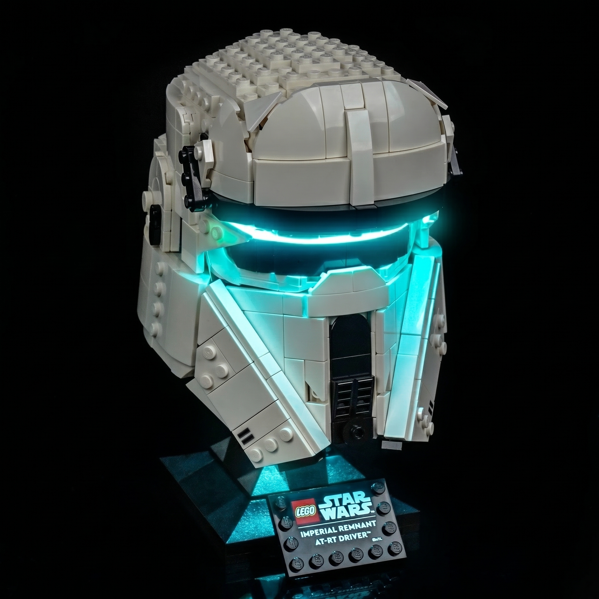 Bright My Bricks RGB LED light kit for LEGO® Imperial Remnant AT-RT Driver Helmet #75458 — night-mode display glow