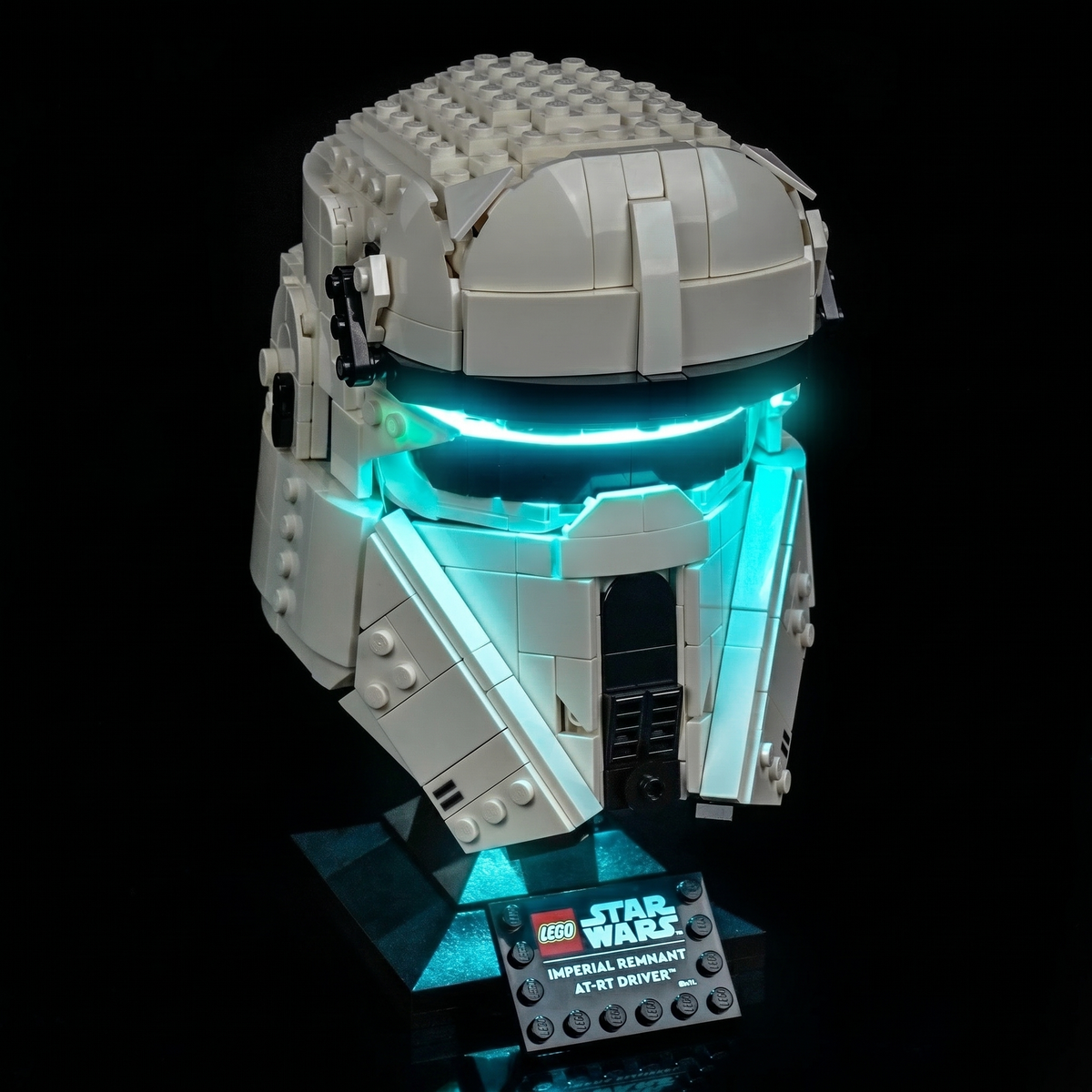 Bright My Bricks RGB LED light kit for LEGO® Imperial Remnant AT-RT Driver Helmet #75458 — night-mode display glow