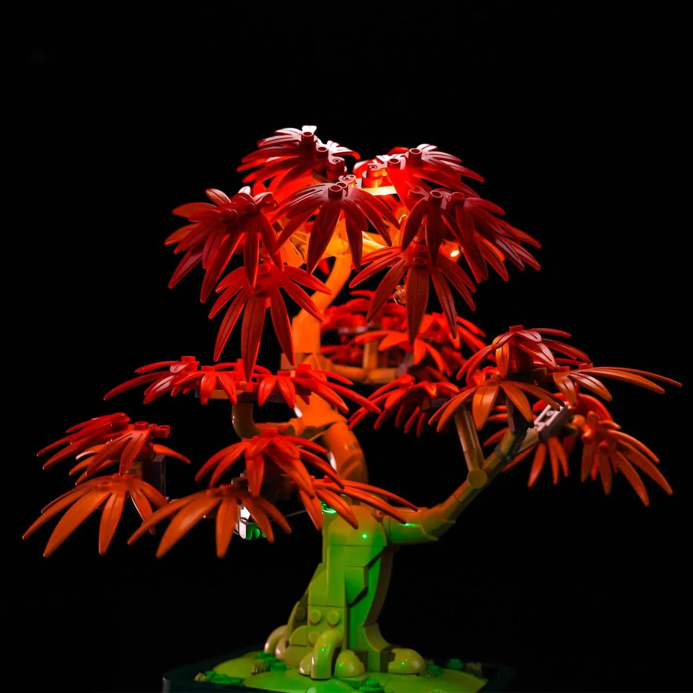 lighting effect on the build: Bright My Bricks custom LED lighting for LEGO® Japanese Red Maple Bonsai Tree #10348