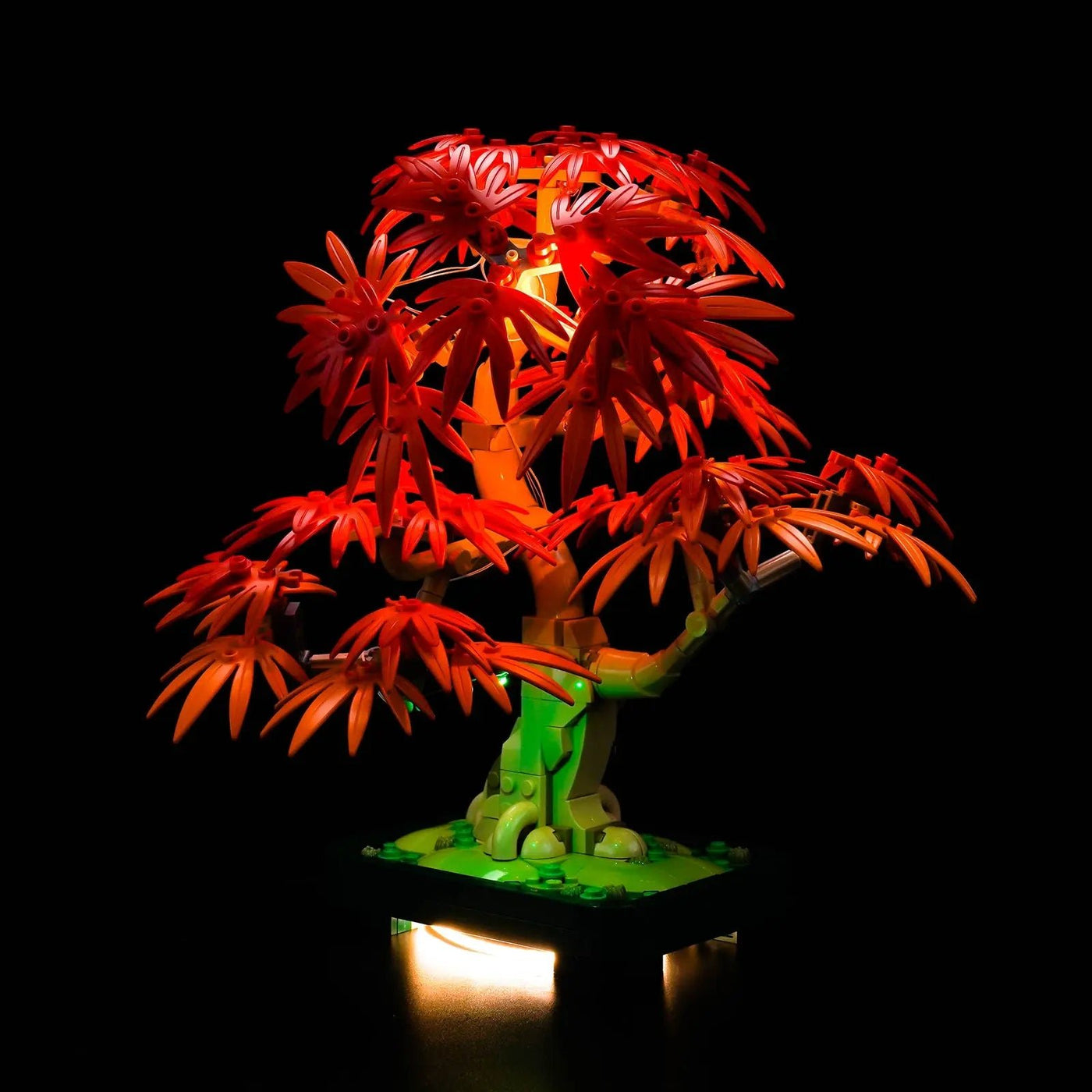 LEGO® Japanese Red Maple Bonsai Tree #10348 — night-mode display glow (light kit)