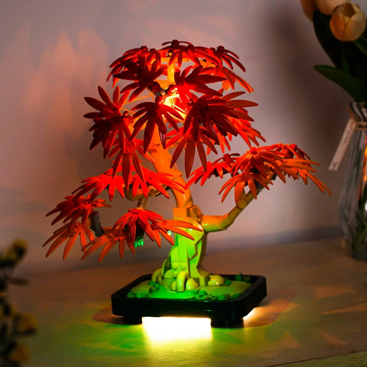 custom LED lighting for LEGO® Japanese Red Maple Bonsai Tree #10348, LED kit powered on