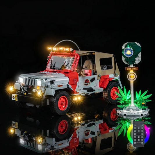 custom LED lighting for LEGO® Jurassic Park Jeep Wrangler #77984, brightened interior detail