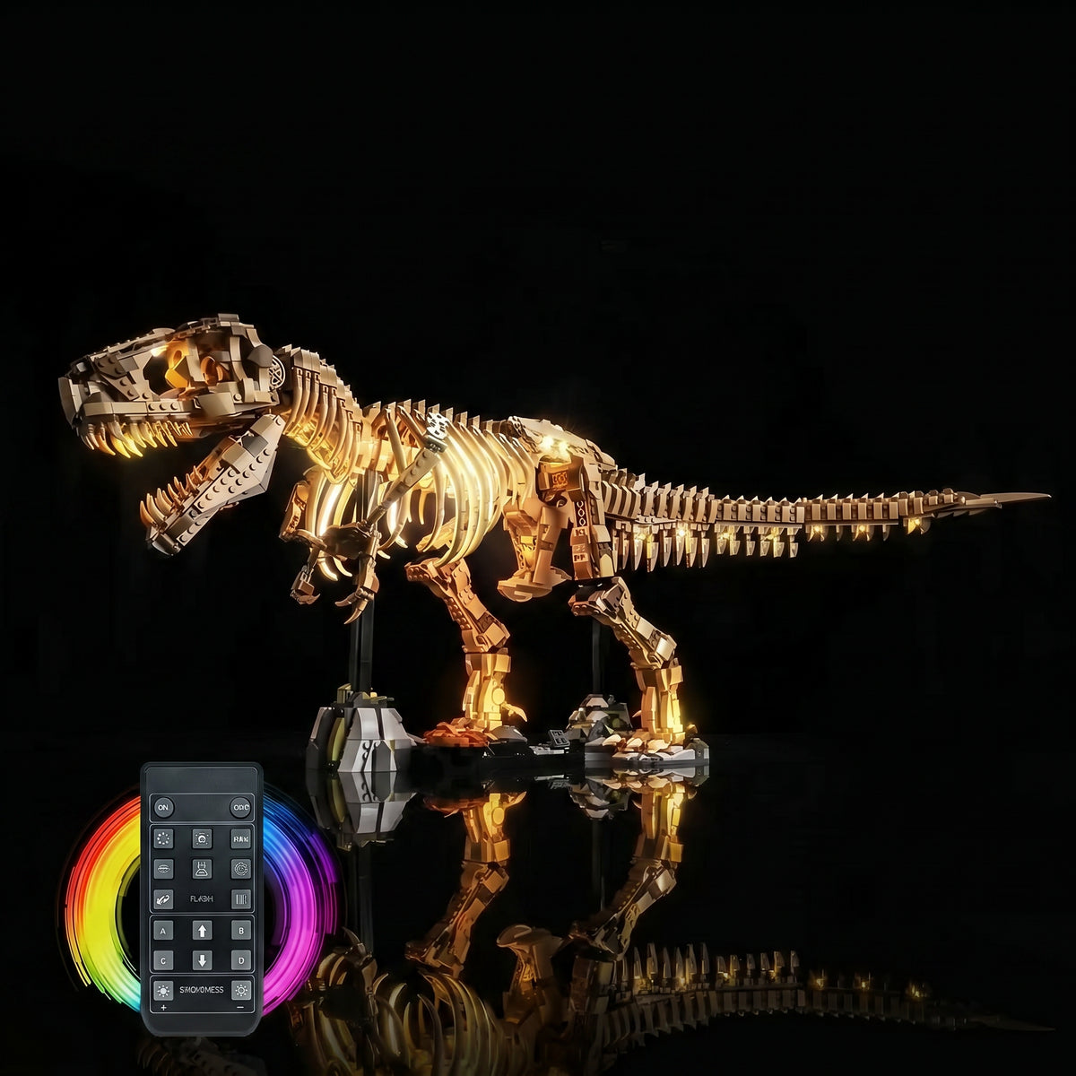 LED lighting kit for LEGO® Jurassic World Dinosaur Fossils: Tyrannosaurus rex #76968, brightened interior detail