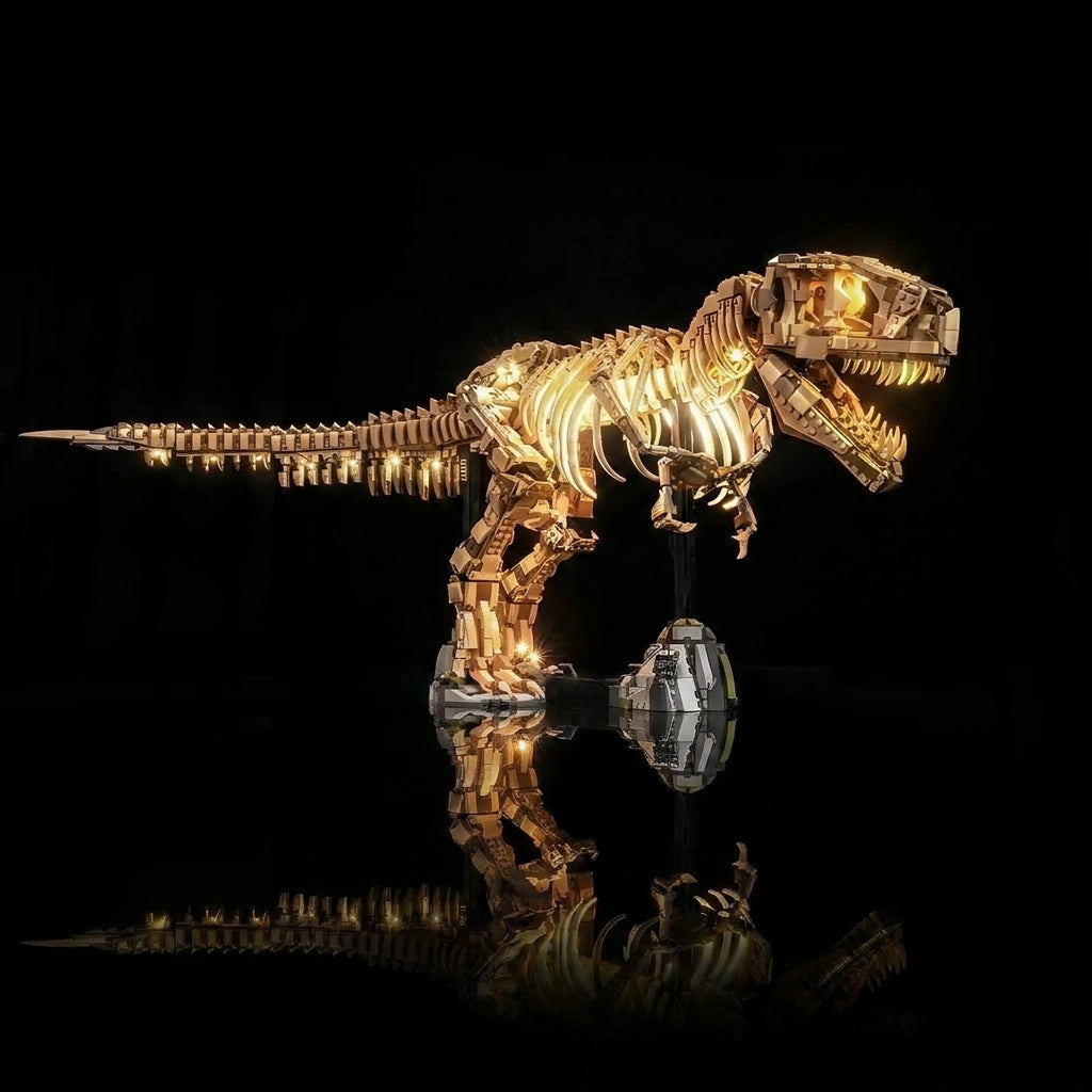 LEGO® Jurassic World Dinosaur Fossils: Tyrannosaurus rex #76968 — warm LED glow detail (LED lights)