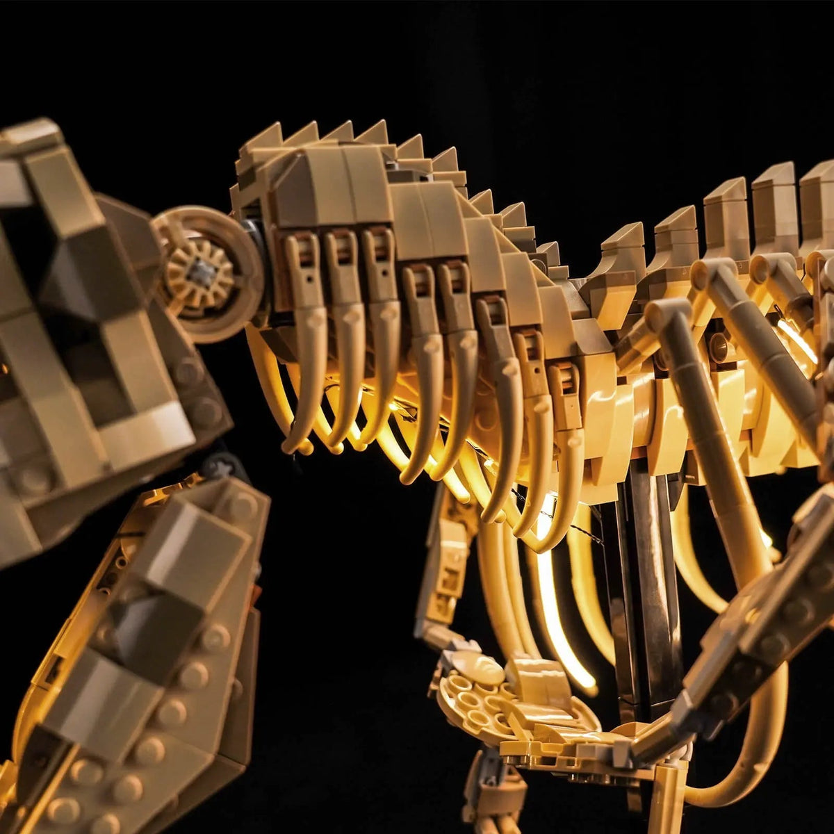 Bright My Bricks LED lights for LEGO® Jurassic World Dinosaur Fossils: Tyrannosaurus rex #76968 — warm LED glow detail