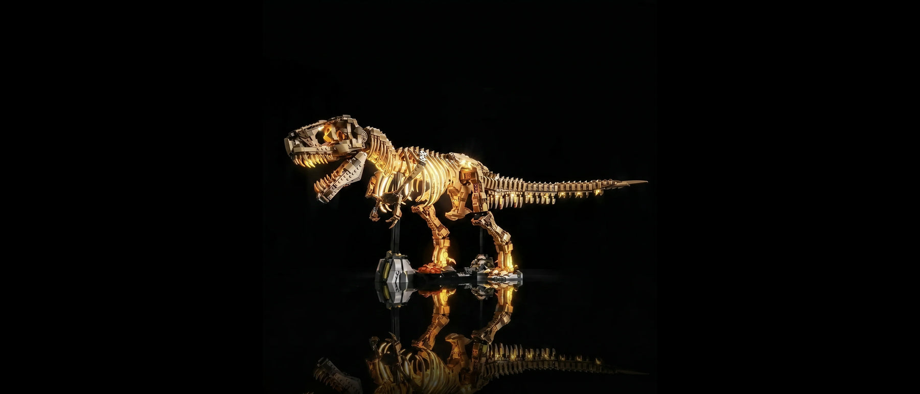 Light Kit for LEGO® Jurassic World Dinosaur Fossils: Tyrannosaurus rex #76968 — lit with the LED light kit