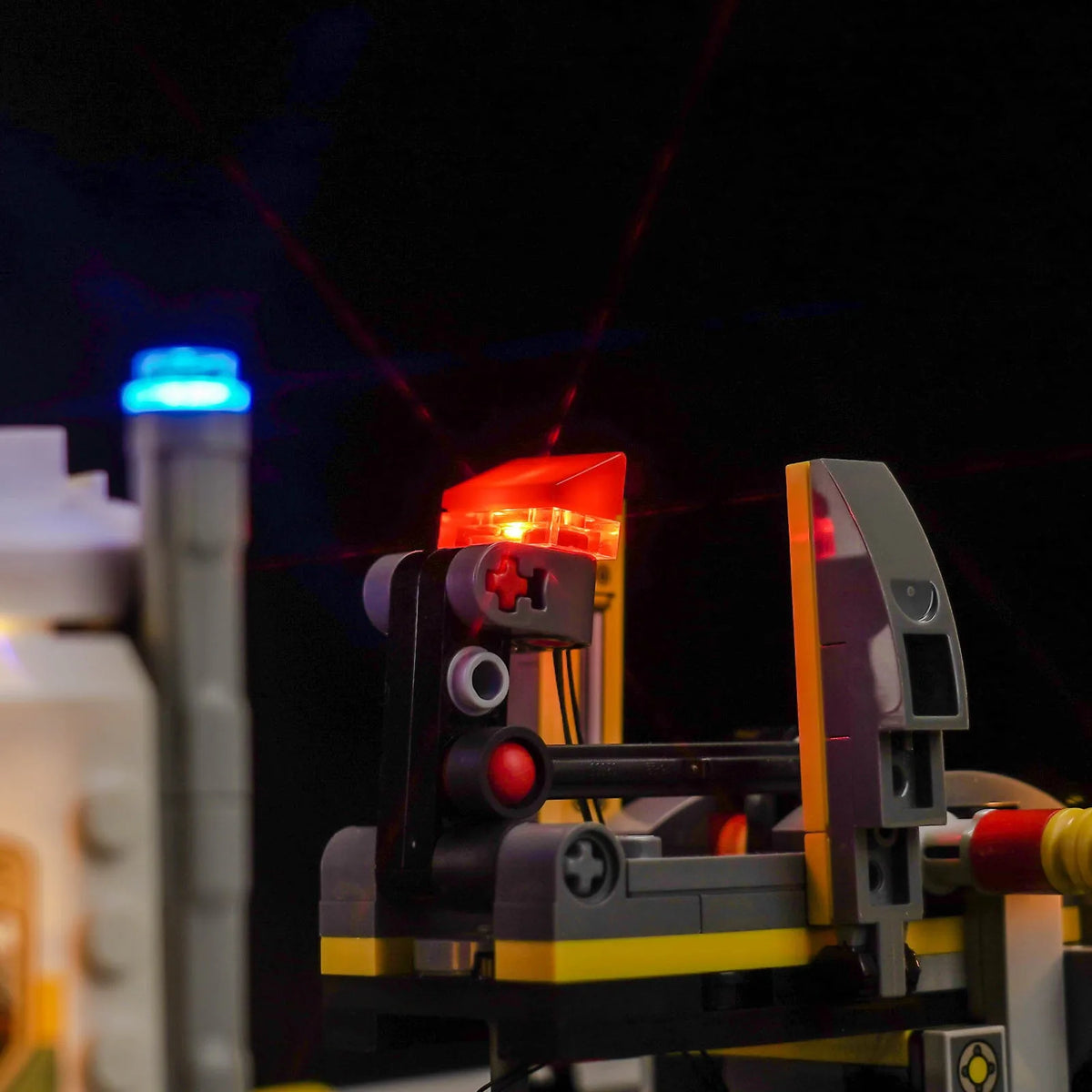 LEGO® Jurassic World Dinosaur Missions: Allosaurus Transport Truck #76966 — showcase lighting view (LED lights)