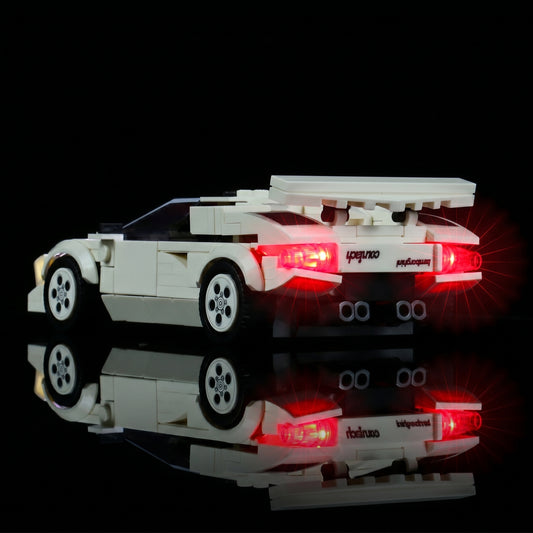 Bright My Bricks LED lights for LEGO® Lamborghini Countach #76908 — showcase lighting view