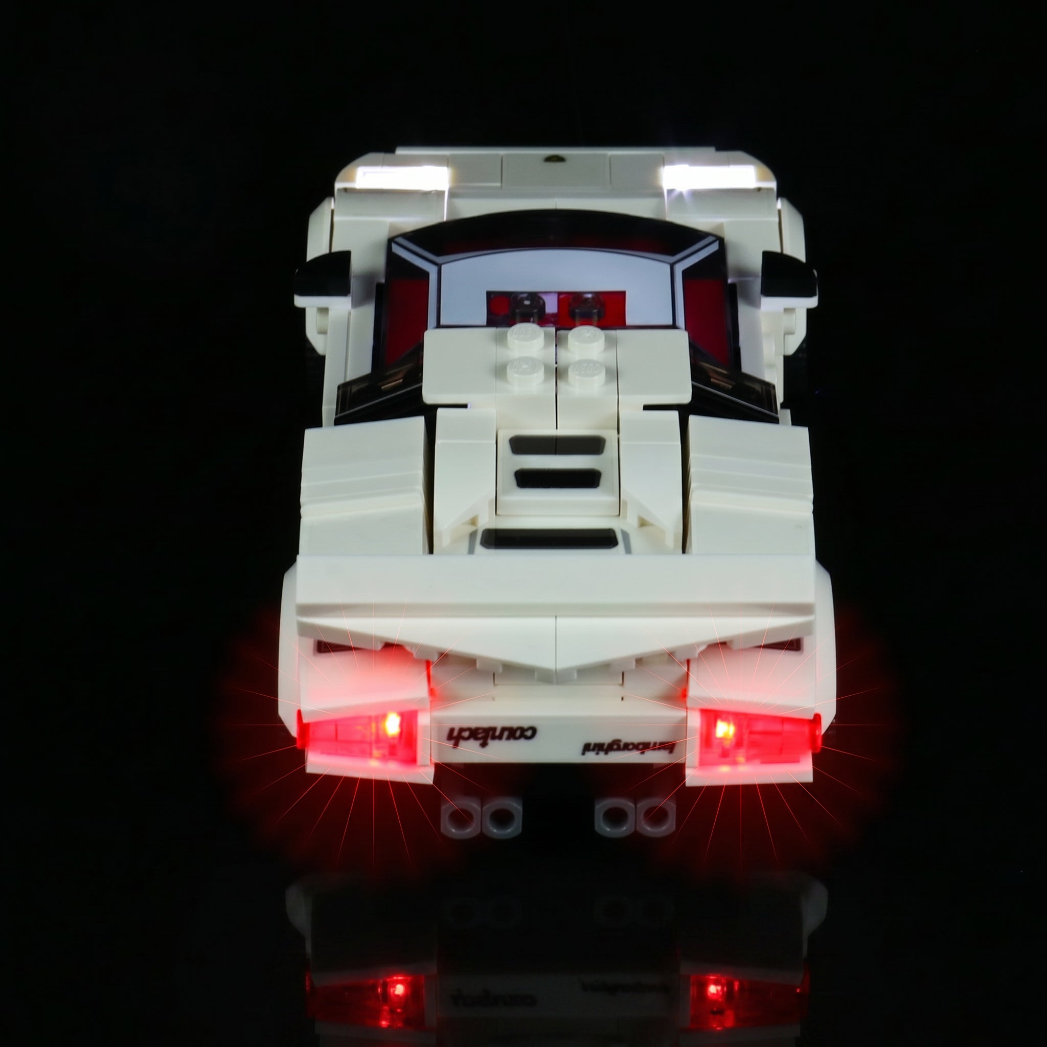 Bright My Bricks premium LED light kit for LEGO® Lamborghini Countach #76908 — lighting effect on the build