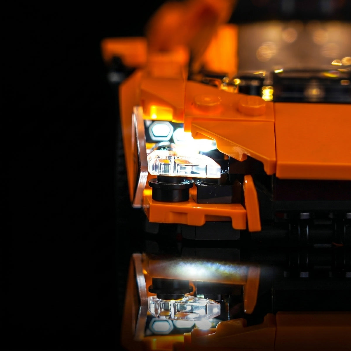 display lighting in a dark room: Bright My Bricks DIY LED light kit for LEGO® Lamborghini Revuelto & Huracán STO #77238