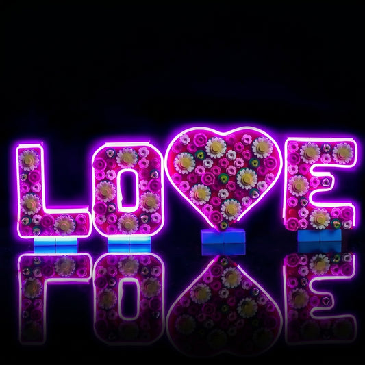 Bright My Bricks USB-powered LED light kit for LEGO® Love Letters #40867 — illuminated at night