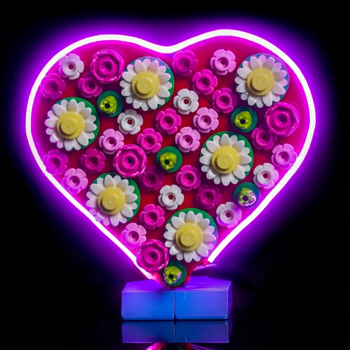 side angle with lights on: Bright My Bricks LED light kit for LEGO® Love Letters #40867