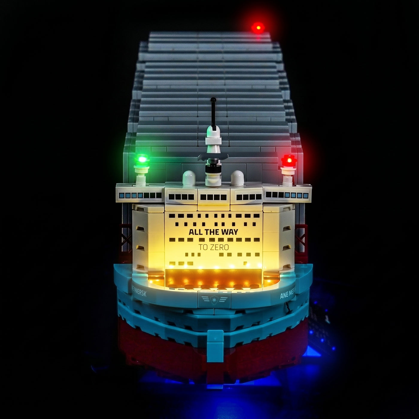 Bright My Bricks display light kit for LEGO® Maersk Dual-Fuel Container Vessel #40955 — close-up of the LED lighting detail