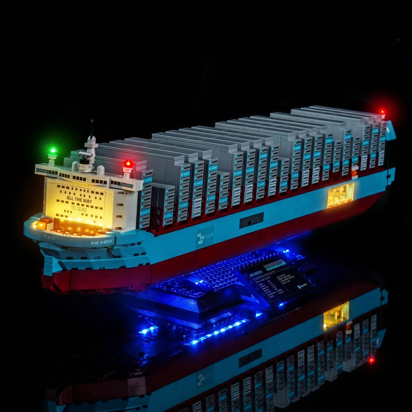 LED strips and bricks detail: Bright My Bricks premium LED light kit for LEGO® Maersk Dual-Fuel Container Vessel #40955