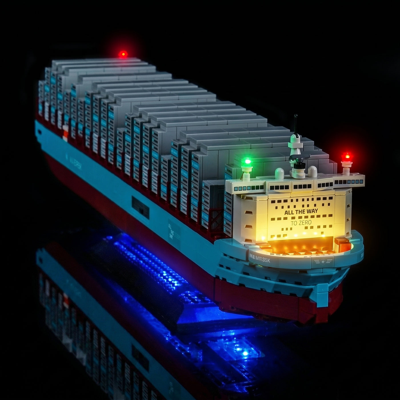showcase lighting view: Bright My Bricks LED lights for LEGO® Maersk Dual-Fuel Container Vessel #40955