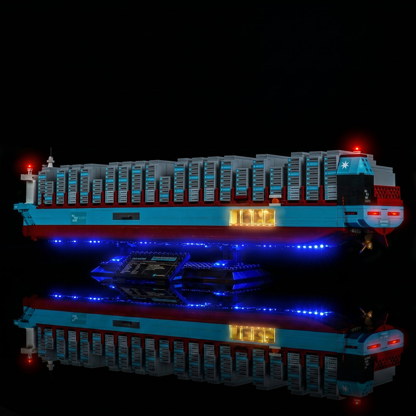 LED strips and bricks detail: Bright My Bricks light kit for LEGO® Maersk Dual-Fuel Container Vessel #40955