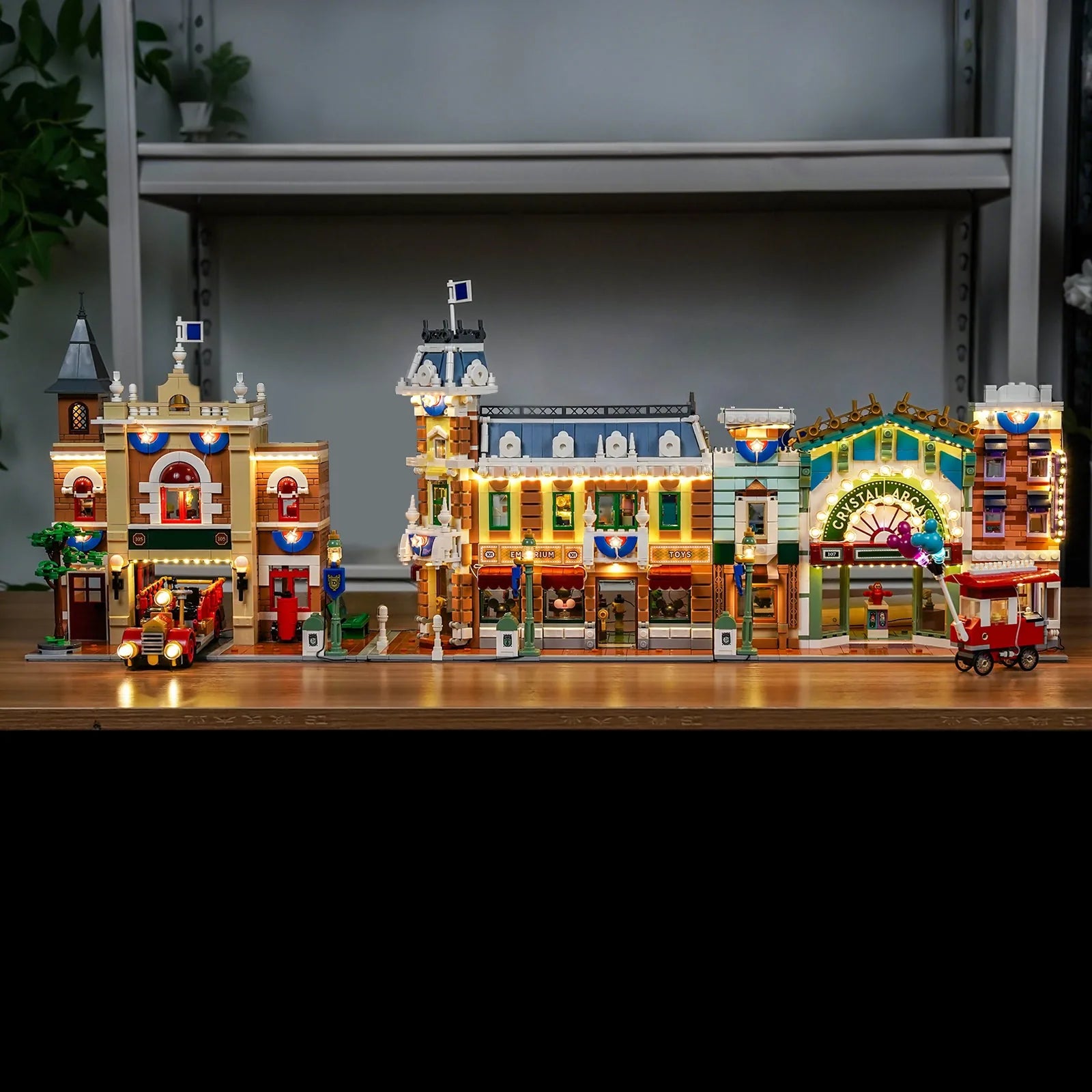 display lighting in a dark room: Bright My Bricks RGB LED light kit for LEGO® Main Street, U.S.A. #43302