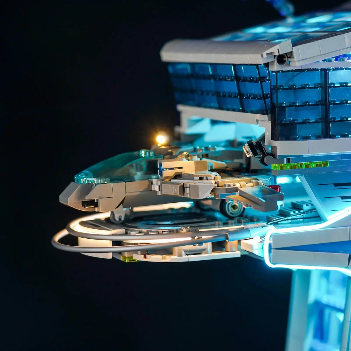 LEGO® Marvel Avengers Tower #76269 close-up of the LED lighting detail, with the light kit