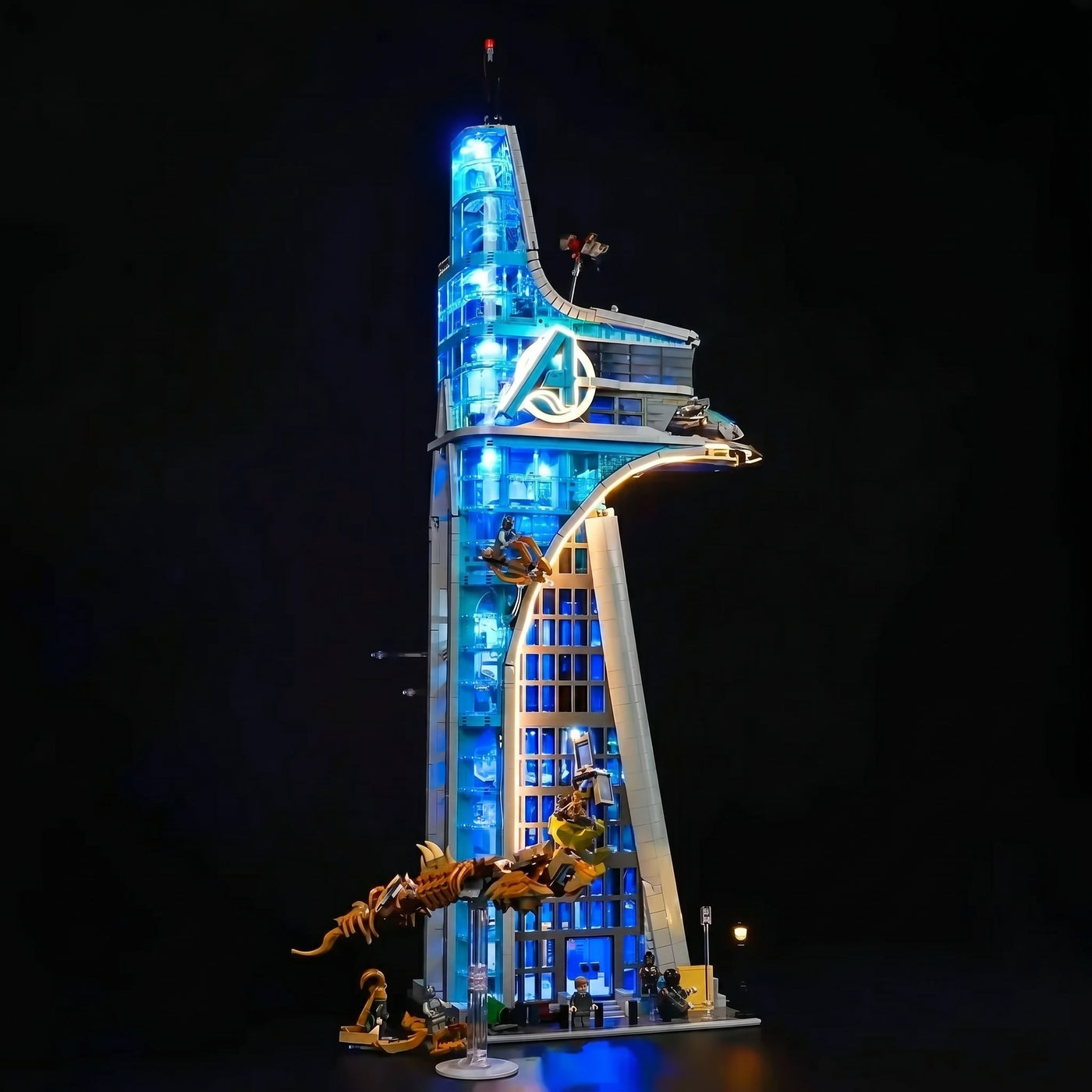 Bright My Bricks premium LED light kit for LEGO® Marvel Avengers Tower #76269 — night-mode display glow