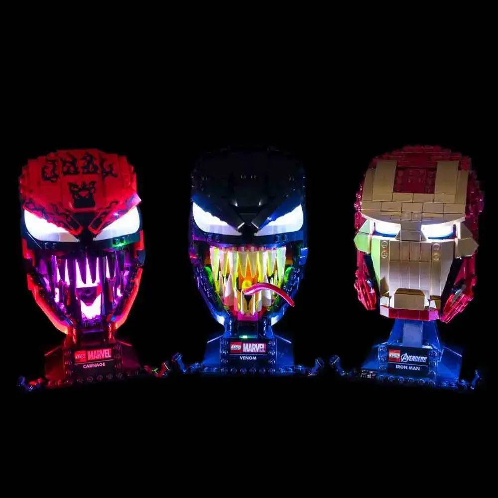 LEGO® Marvel Carnage #76199 LED strips and bricks detail, with the custom LED lighting