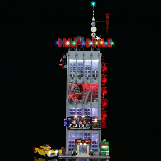 Bright My Bricks light kit for LEGO® Marvel Daily Bugle #76178 — showcase lighting view