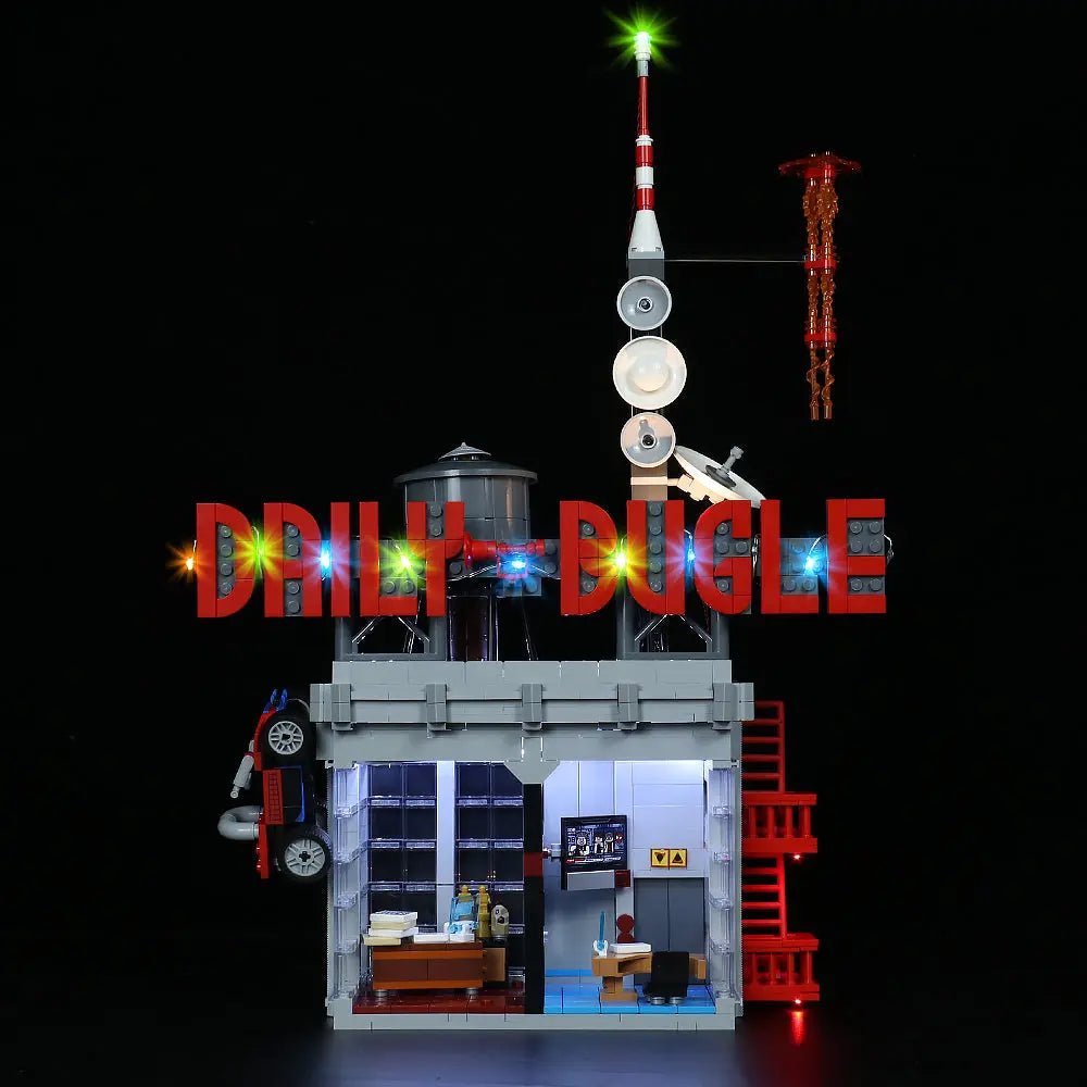 Bright My Bricks premium LED light kit for LEGO® Marvel Daily Bugle #76178 — LED kit powered on