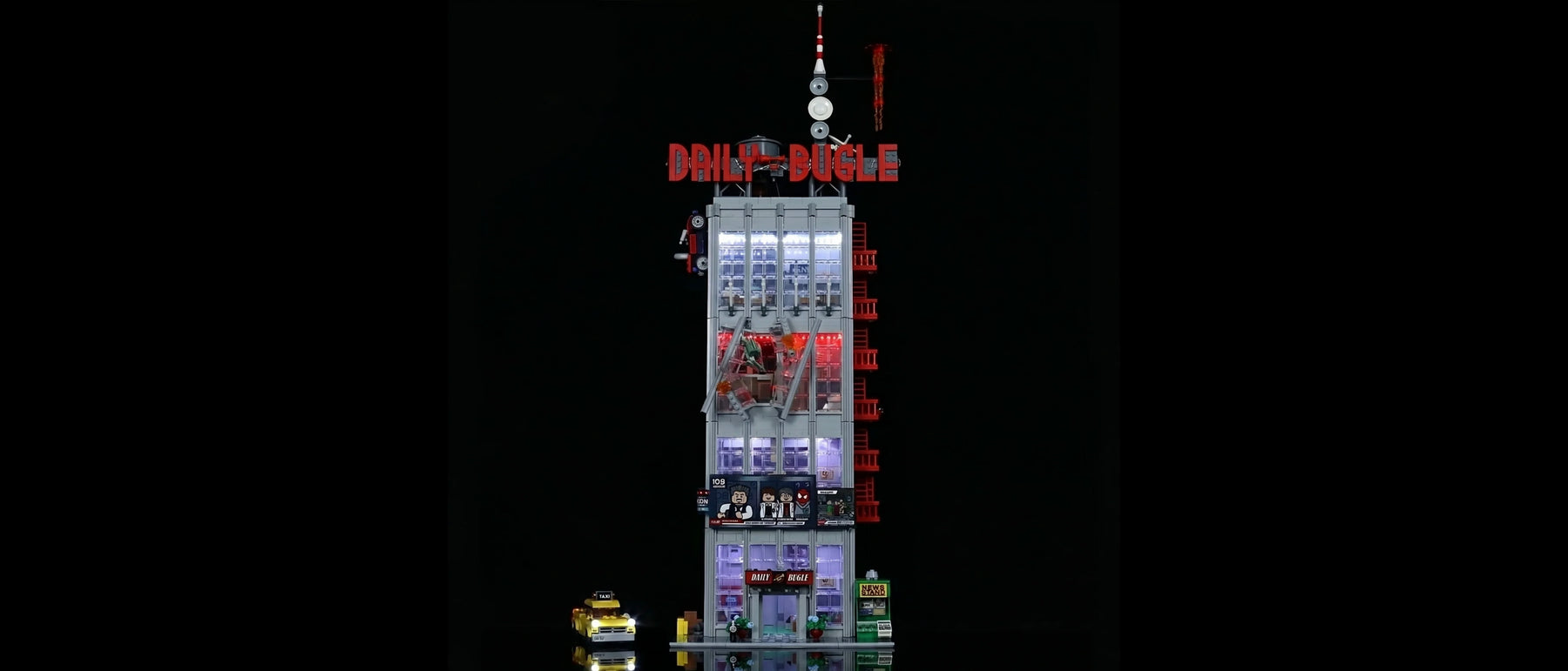 Kit LED pour LEGO® Le Daily Bugle #76178 — lit with the LED light kit