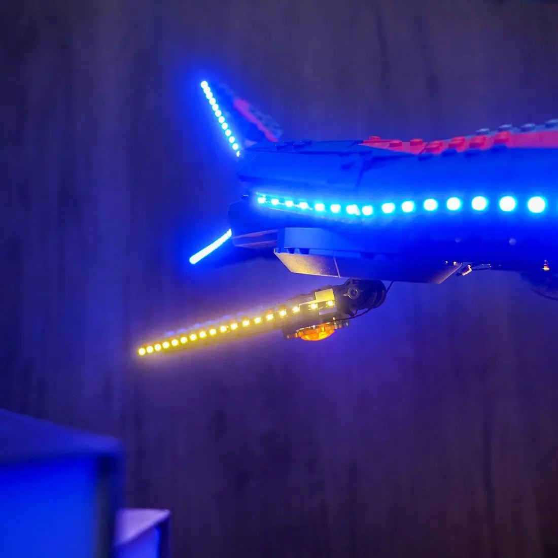 showcase lighting view: Bright My Bricks LED light kit for LEGO® Marvel Guardians of the Galaxy: The Milano #76286