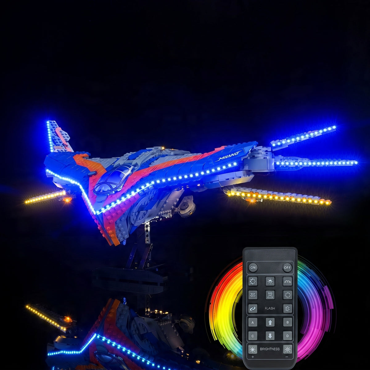 LEGO® Marvel Guardians of the Galaxy: The Milano #76286 — lighting effect on the build (premium LED light kit)