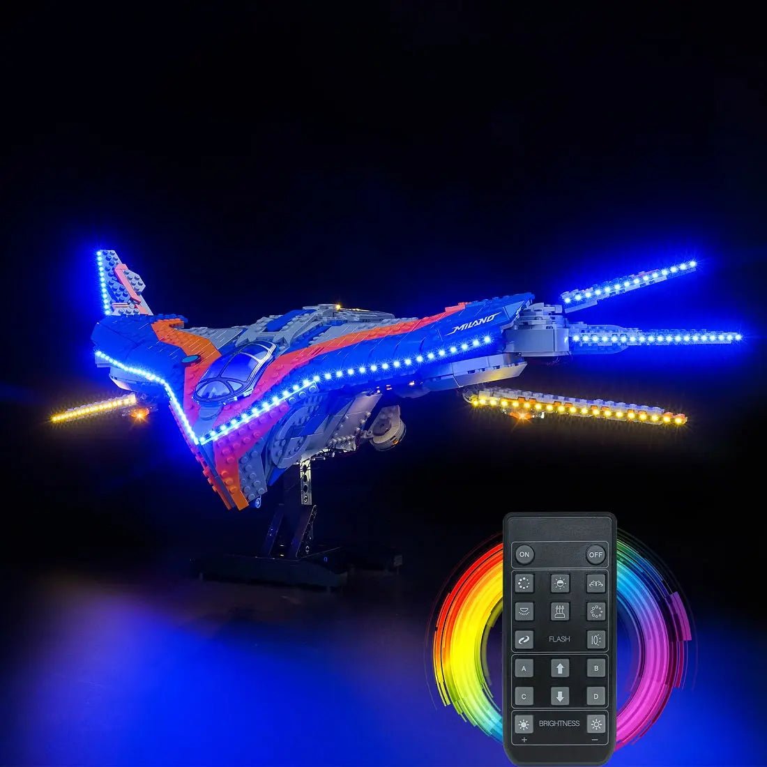 LEGO Marvel Guardians of the Galaxy: The Milano #76286 with LED lights installed