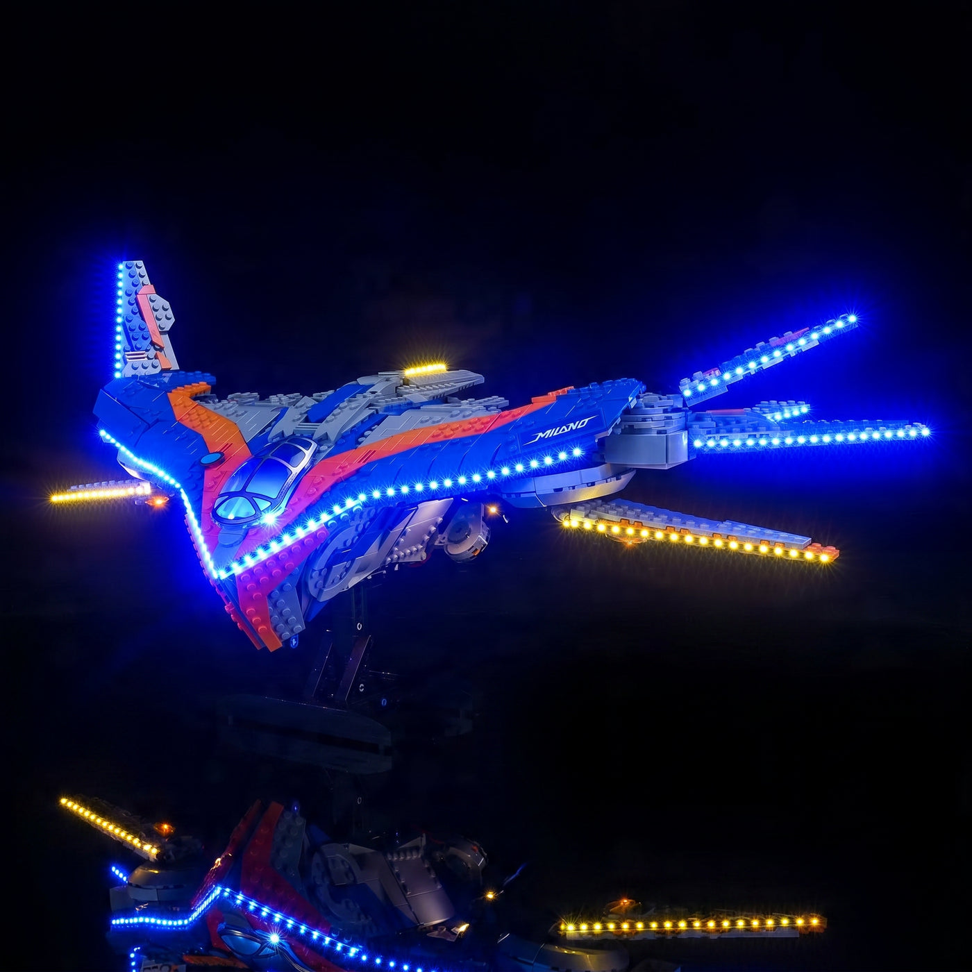 RGB LED light kit for LEGO® Marvel Guardians of the Galaxy: The Milano #76286, display lighting in a dark room
