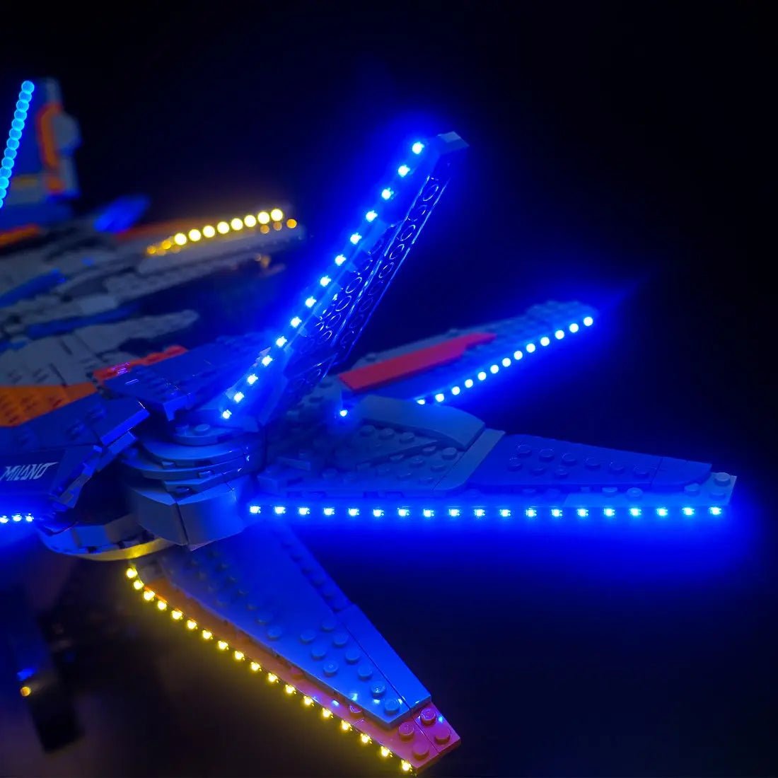 LED light kit for LEGO® Marvel Guardians of the Galaxy: The Milano #76286, display lighting in a dark room