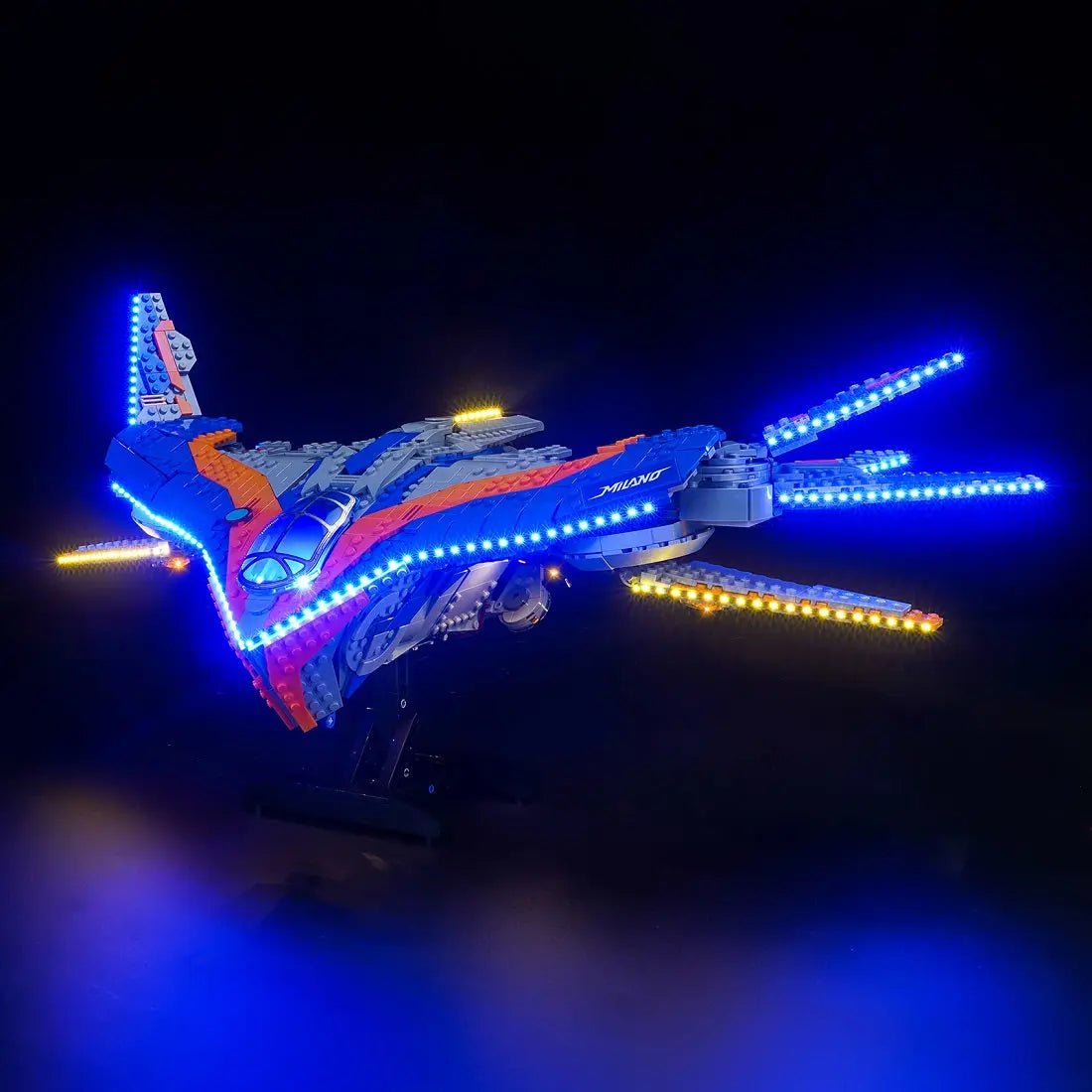 LED lights bring LEGO Marvel Guardians of the Galaxy: The Milano #76286 to life