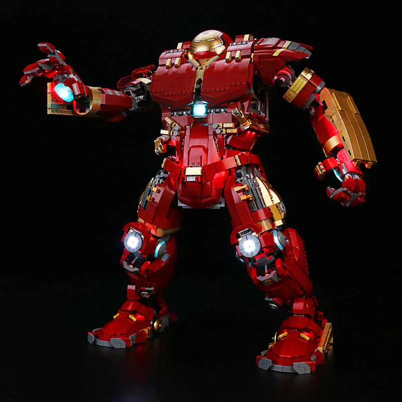 lighting effect on the build: Bright My Bricks DIY LED light kit for LEGO® Marvel Hulkbuster #76210