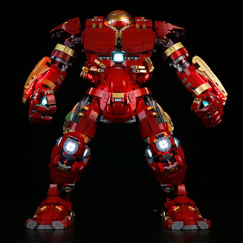 LED kit powered on: Bright My Bricks LED light kit for LEGO® Marvel Hulkbuster #76210