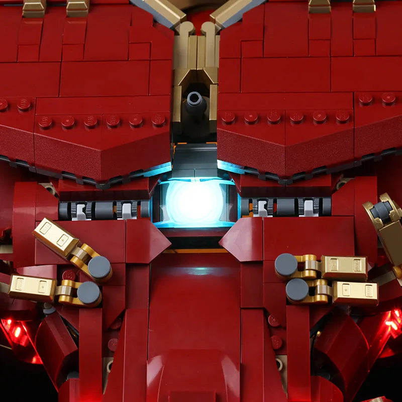 Bright My Bricks LED light kit for LEGO® Marvel Hulkbuster #76210 — display lighting in a dark room