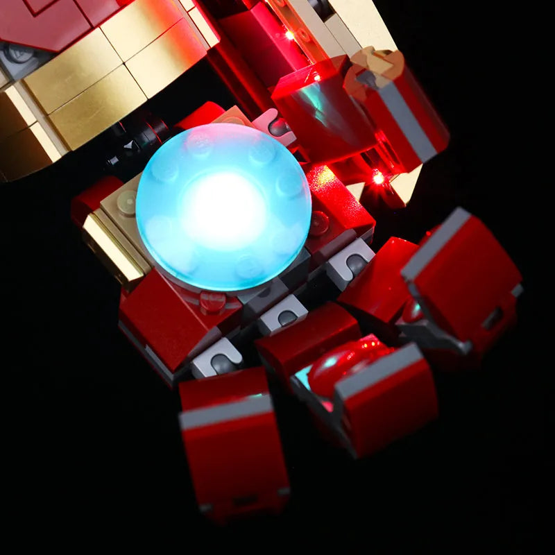 RGB LED light kit for LEGO® Marvel Hulkbuster #76210, display lighting in a dark room