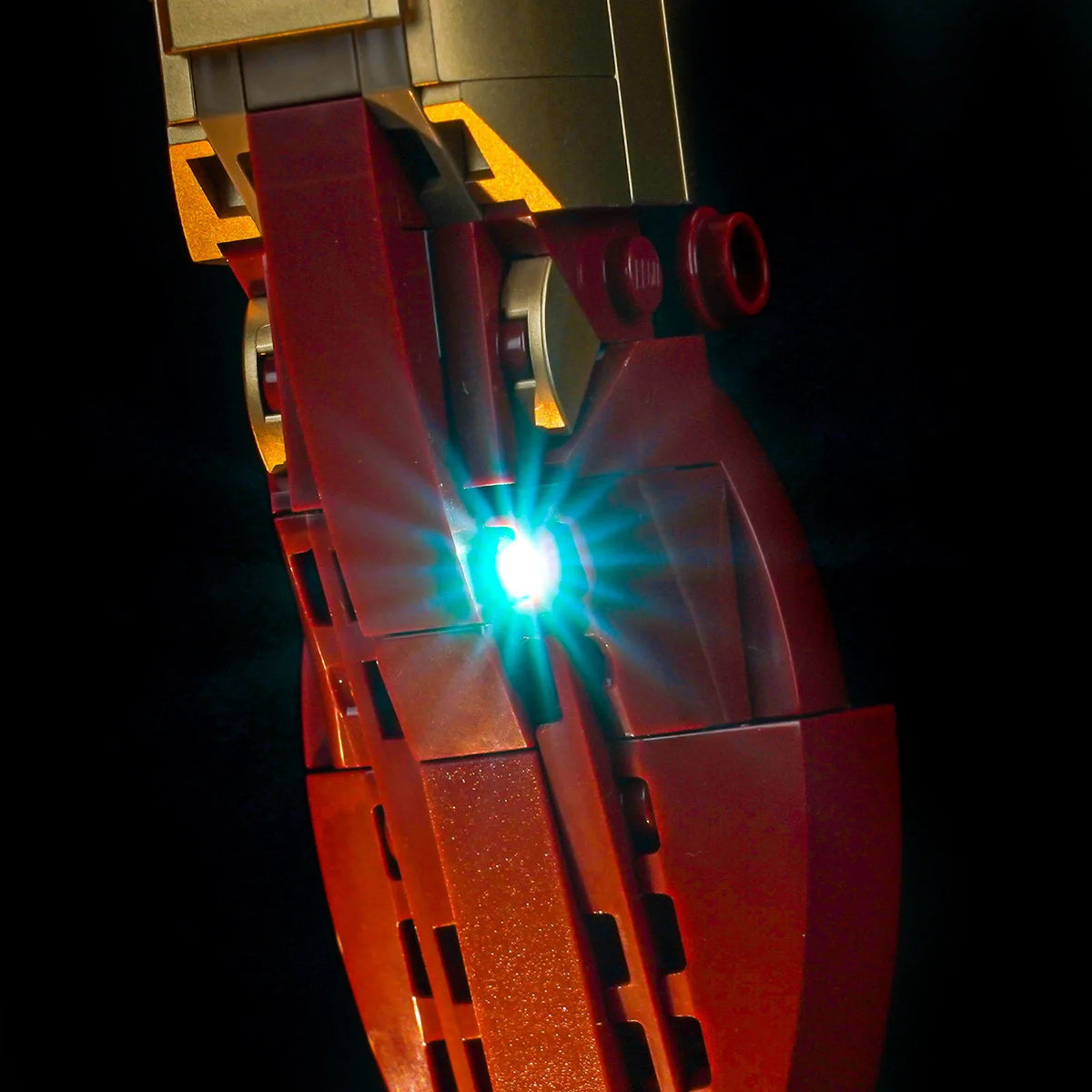 display light kit for LEGO® Marvel Iron Man Mark 3 Collectors' Edition #76344, LED strips and bricks detail