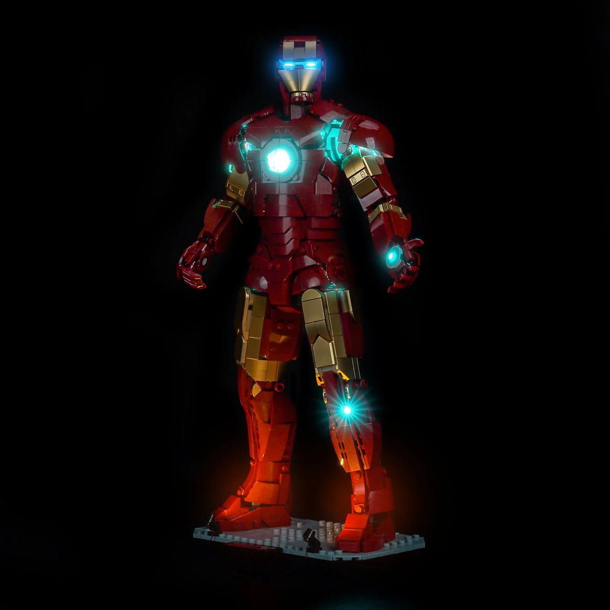 lighting effect on the build: Bright My Bricks display light kit for LEGO® Marvel Iron Man Mark 3 Collectors' Edition #76344