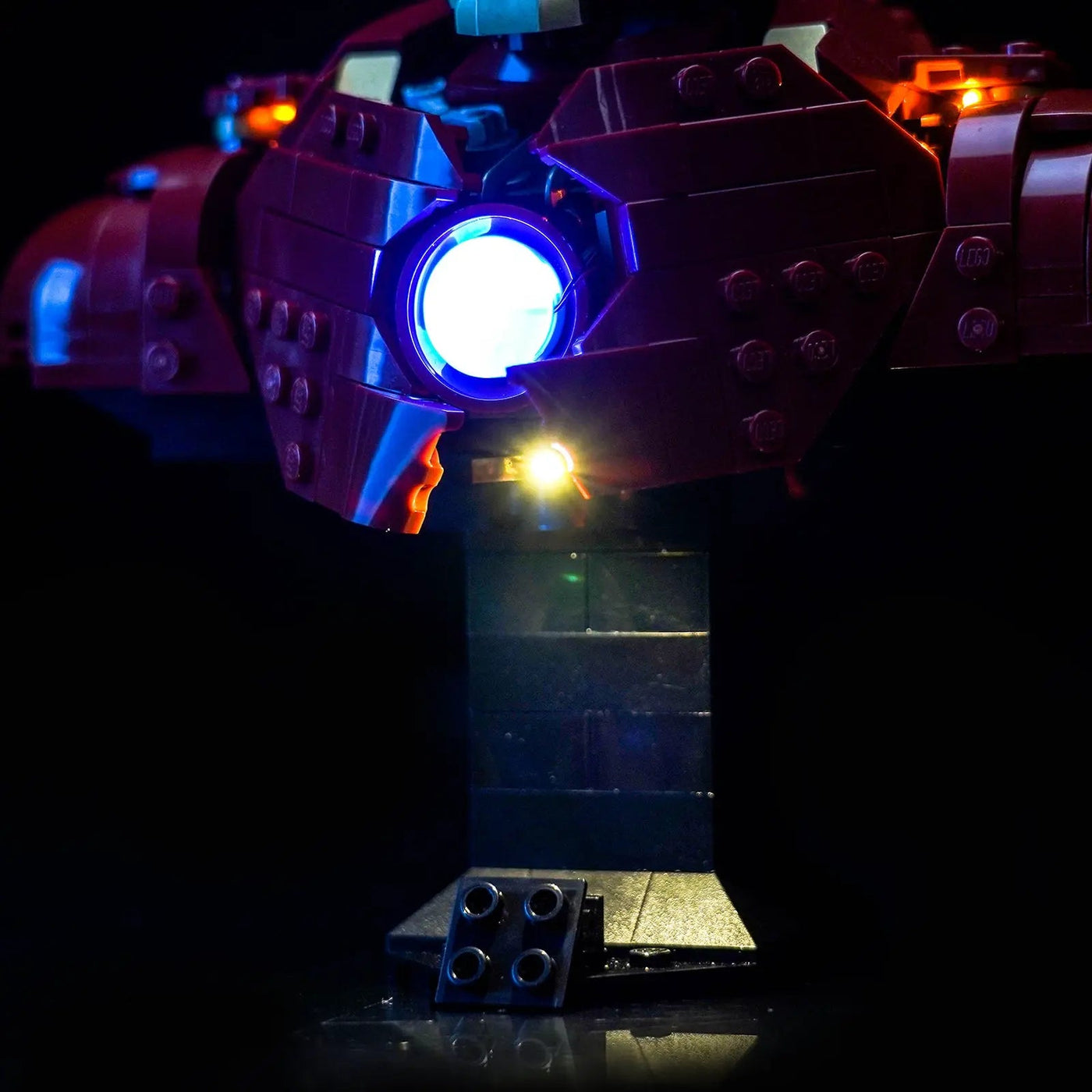 Bright My Bricks premium LED light kit for LEGO® Marvel Iron Man MK4 Bust #76327 — night-mode display glow